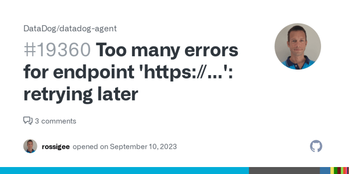 Datadog too many errors for endpoint