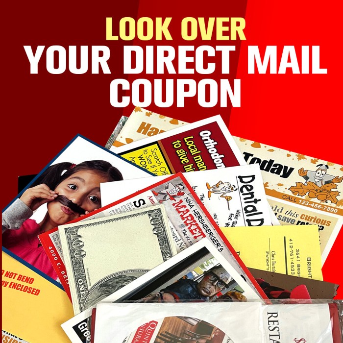 Coupons may be sent to consumers by direct mail.