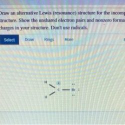 Draw an alternative lewis structure for the incomplete structure